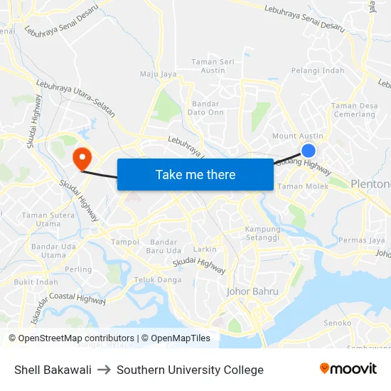 Shell Bakawali to Southern University College map