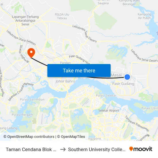 Taman Cendana Blok 34 to Southern University College map