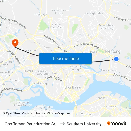 Opp Taman Perindustrian Sri Plentong to Southern University College map