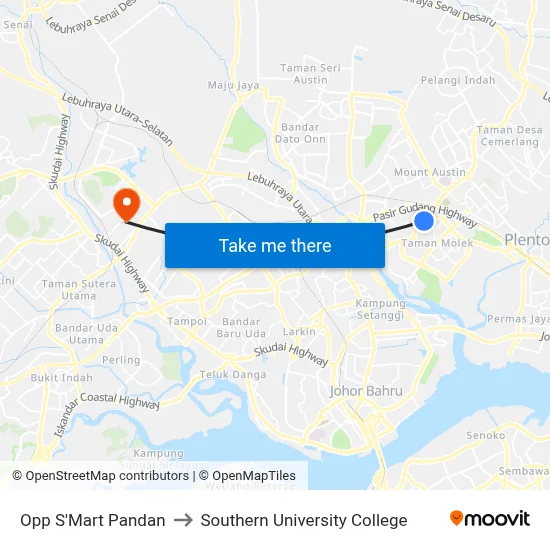Opp S'Mart Pandan to Southern University College map