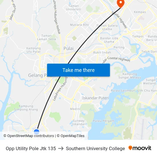 Opp Utility Pole Jtk 135 to Southern University College map