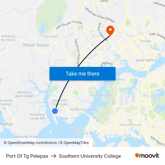 Port Of Tg Pelepas to Southern University College map