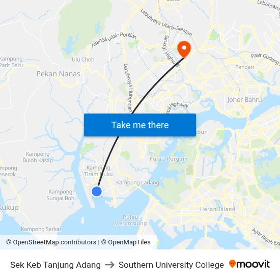 Sek Keb Tanjung Adang to Southern University College map