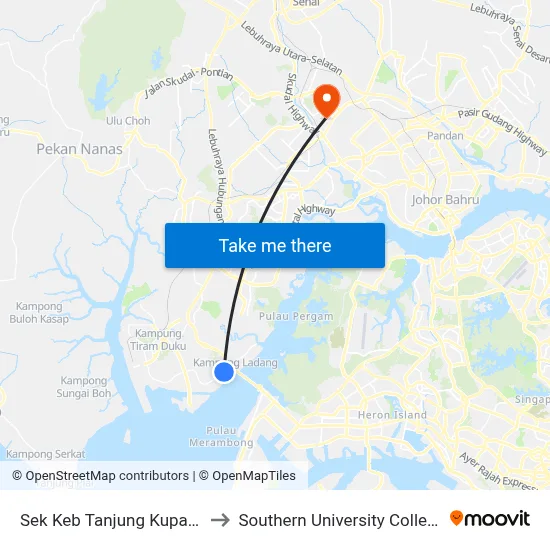 Sek Keb Tanjung Kupang to Southern University College map