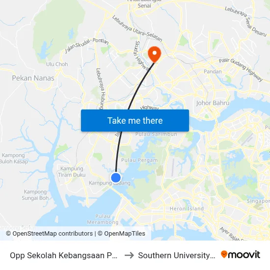 Opp Sekolah Kebangsaan Pendas Laut to Southern University College map