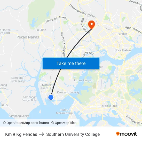 Km 9 Kg Pendas to Southern University College map