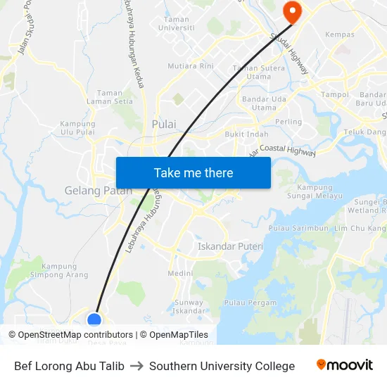 Bef Lorong Abu Talib to Southern University College map