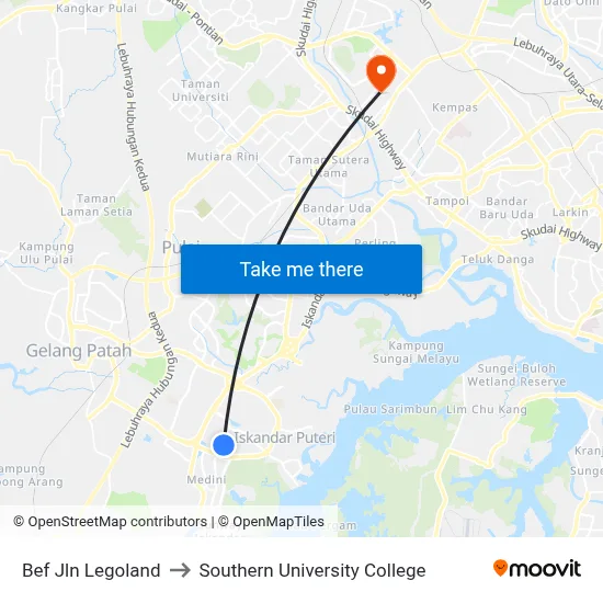 Bef Jln Legoland to Southern University College map