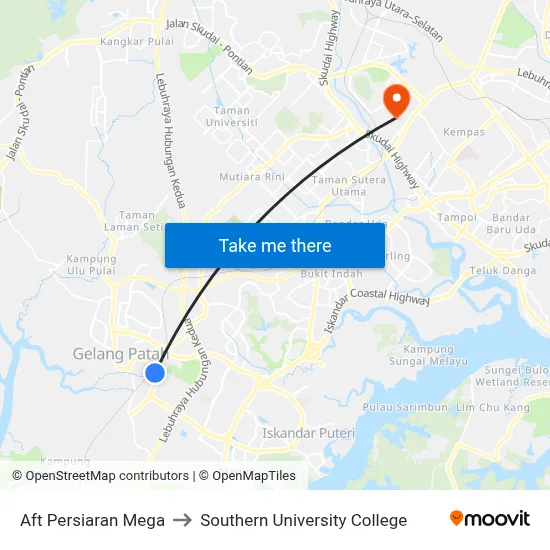 Aft Persiaran Mega to Southern University College map