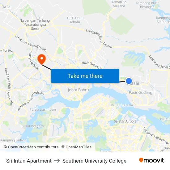 Sri Intan Apartment to Southern University College map