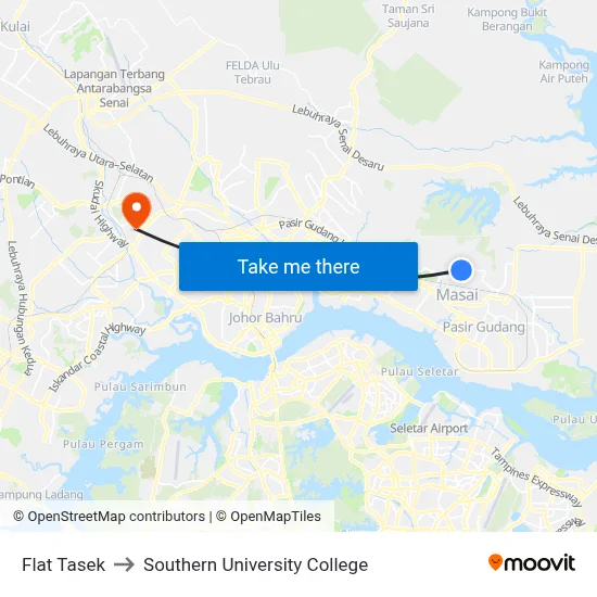 Flat Tasek to Southern University College map