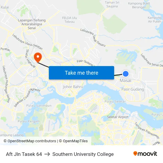 Aft Jln Tasek 64 to Southern University College map