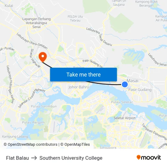 Flat Balau to Southern University College map