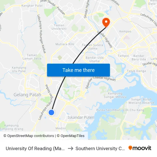 University Of Reading (Malaysia) to Southern University College map
