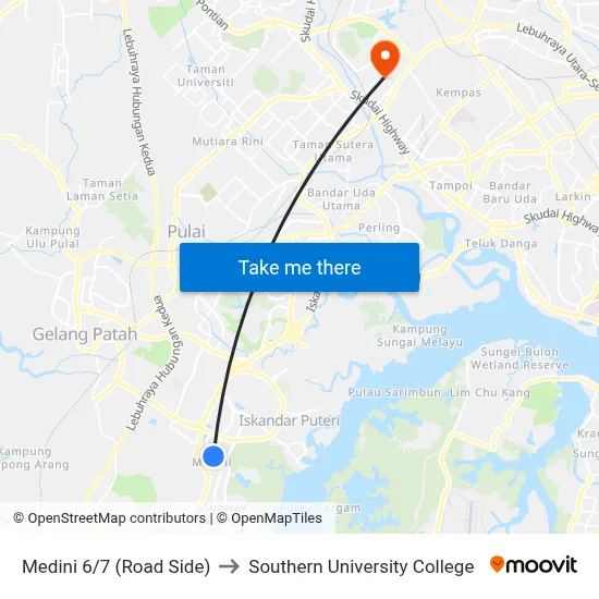 Medini 6/7 (Road Side) to Southern University College map