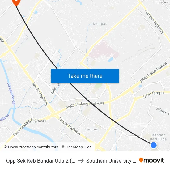 Opp Sek Keb Bandar Uda 2 (0002930) to Southern University College map