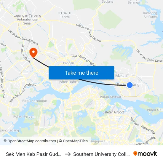 Sek Men Keb Pasir Gudang to Southern University College map