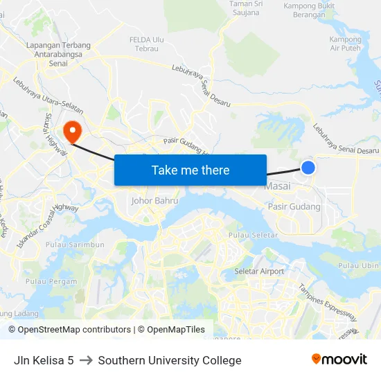 Jln Kelisa 5 to Southern University College map