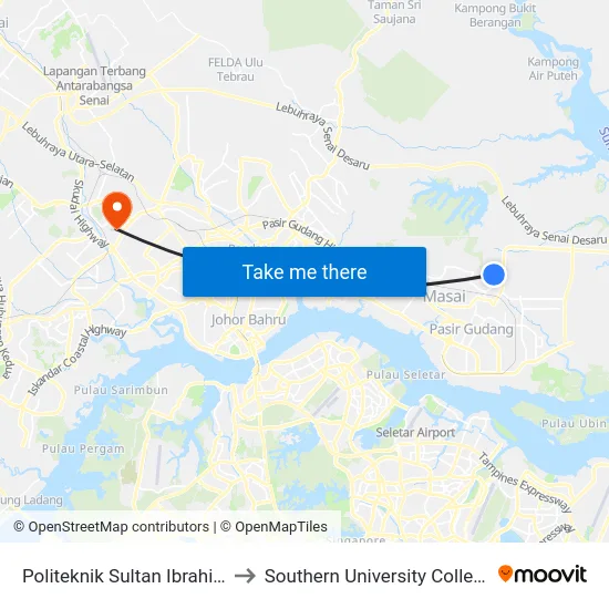 Politeknik Sultan Ibrahim to Southern University College map