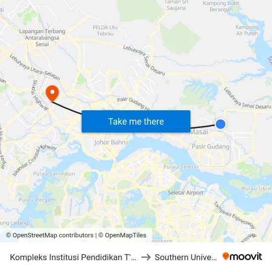 Kompleks Institusi Pendidikan T'Scientex Pasir Gudang to Southern University College map