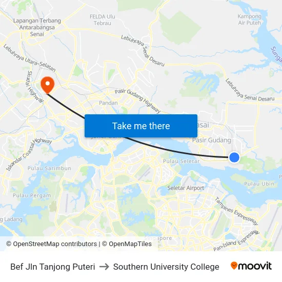 Bef Jln Tanjong Puteri to Southern University College map