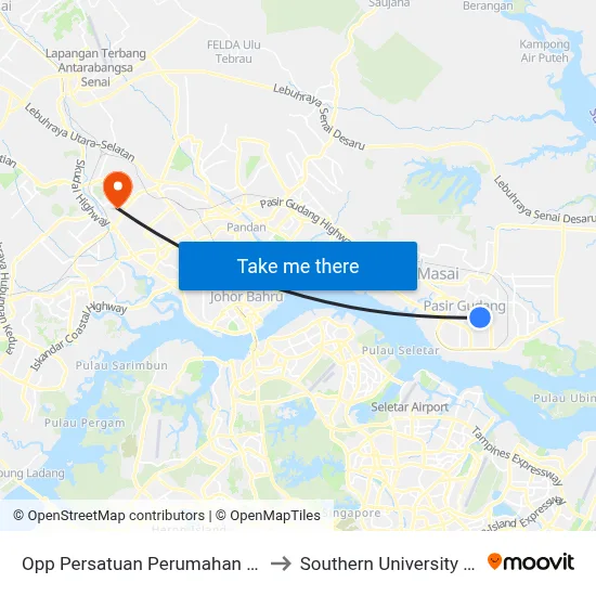 Opp Persatuan Perumahan Bukit Jati to Southern University College map