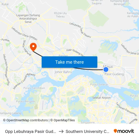 Opp Lebuhraya Pasir Gudang 2 to Southern University College map