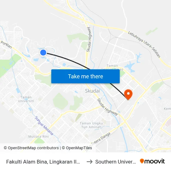 Fakulti Alam Bina, Lingkaran Ilmu (Centre Point Cp) to Southern University College map