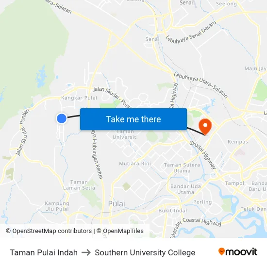 Taman Pulai Indah to Southern University College map