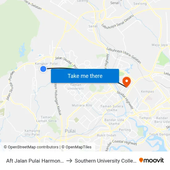 Aft Jalan Pulai Harmoni 3 to Southern University College map