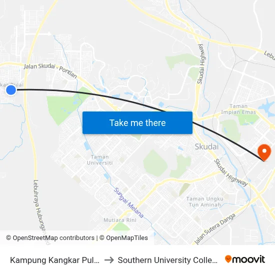 Kampung Kangkar Pulai to Southern University College map