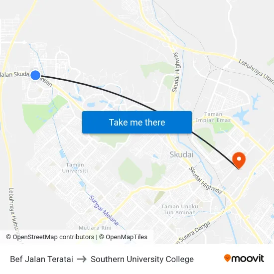 Bef Jalan Teratai to Southern University College map