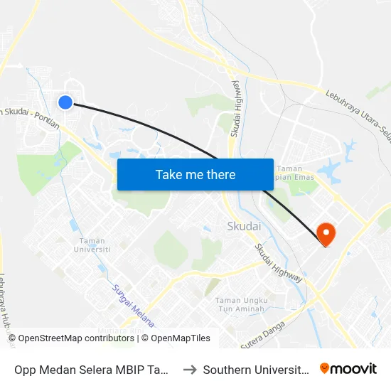 Opp Medan Selera MBIP Taman Sri Pulai to Southern University College map
