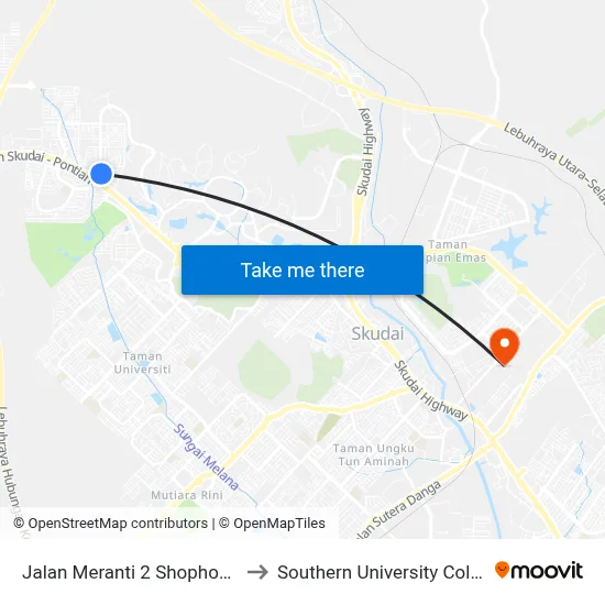 Jalan Meranti 2 Shophouses to Southern University College map