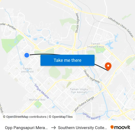 Opp Pangsapuri Meranti to Southern University College map