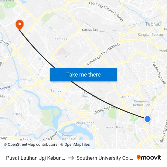 Pusat Latihan Jpj Kebun Teh to Southern University College map