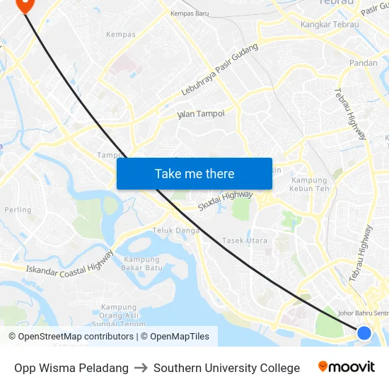 Opp Wisma Peladang to Southern University College map