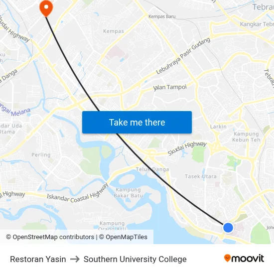 Restoran Yasin to Southern University College map
