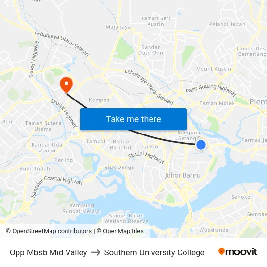 Opp Mbsb Mid Valley to Southern University College map