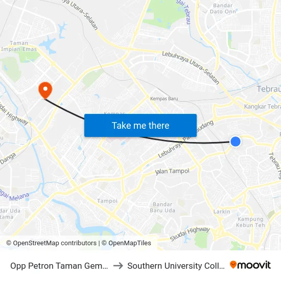 Opp Petron Taman Gembira to Southern University College map