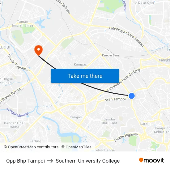 Opp Bhp Tampoi to Southern University College map