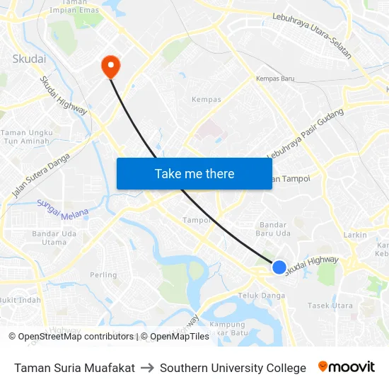 Taman Suria Muafakat to Southern University College map