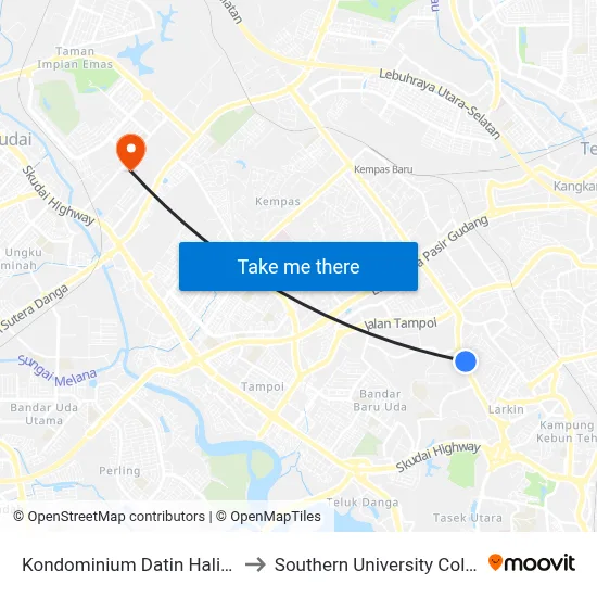Kondominium Datin Halimah to Southern University College map