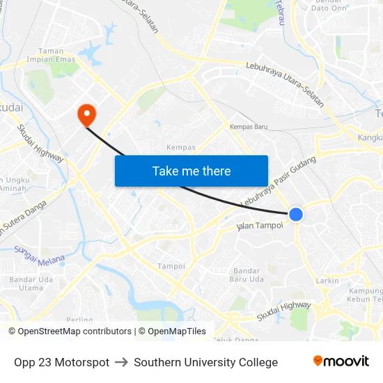 Opp 23 Motorspot to Southern University College map