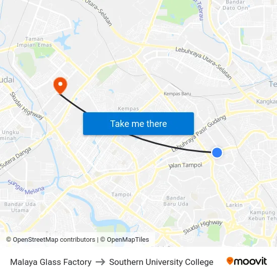 Malaya Glass Factory to Southern University College map