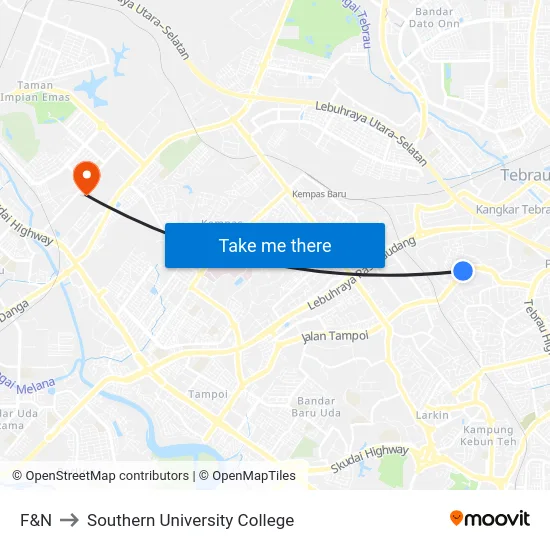 F&N to Southern University College map