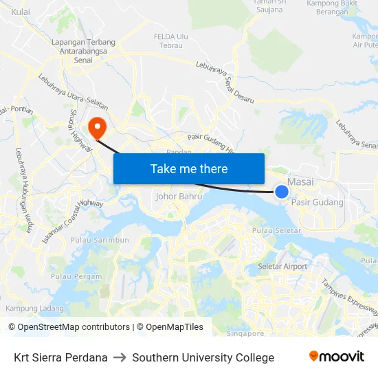 Krt Sierra Perdana to Southern University College map