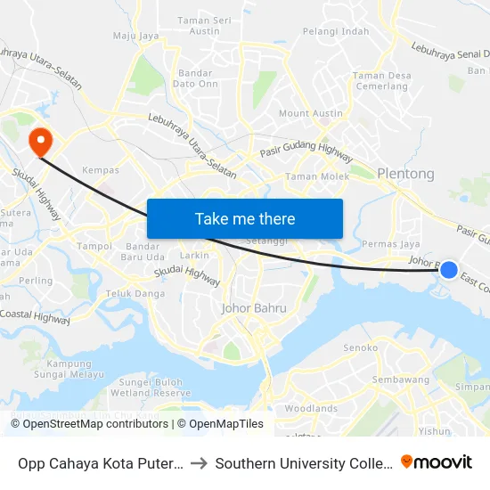 Opp Cahaya Kota Puteri 1 to Southern University College map