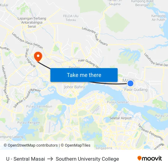 U - Sentral Masai to Southern University College map