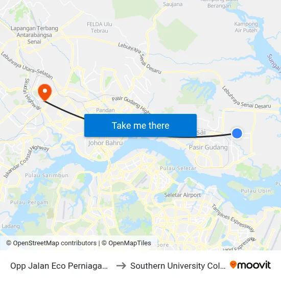 Opp Jalan Eco Perniagaan 27 to Southern University College map